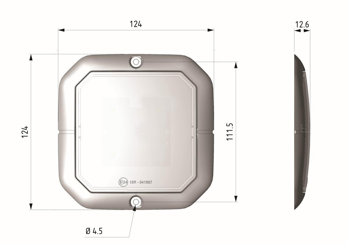 4 LED ceiling light 124x124mm 